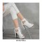 Peep Toe Cuban Heels Lace Up Pumps with Back Zipper - White