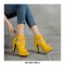 Peep Toe Cuban Heels Lace Up Pumps with Back Zipper - Yellow