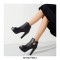 Peep Toe Cuban Heels Rivet Decorated Side Buckle Pumps with Side Zipper - Black