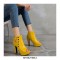 Peep Toe Cuban Heels Rivet Decorated Side Buckle Pumps with Side Zipper - Yellow