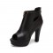 Peep Toe Cuban Heels Ankle Decorated Pumps with Back Zipper - Black