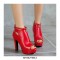 Peep Toe Cuban Heels Ankle Decorated Pumps with Back Zipper - Red