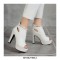 Peep Toe Cuban Heels Ankle Decorated Pumps with Back Zipper - White