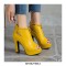 Peep Toe Cuban Heels Ankle Decorated Pumps with Back Zipper - Yellow