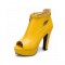 Peep Toe Cuban Heels Ankle Decorated Pumps with Back Zipper - Yellow