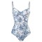 Hot Summer Beach Cover Ups Mayokini Flowers Swimsuits - Light Blue White