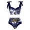 Hot Summer Beach Cover Ups Mayokini Flowers Swimsuits - Navy White