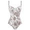 Hot Summer Beach Cover Ups Mayokini Flowers Swimsuits - Brown White