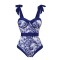 Hot Summer Beach Cover Ups Mayokini Flowers Swimsuits - Blue White