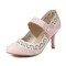 Round Toe Italian Heels Retro Fretwork Mary Janes Pumps - Pink