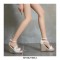 Peep Toe Knitted Straw Wedges Ankle Buckle Straps Sandal  - White