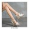 Peep Toe Knitted Straw Wedges Ankle Buckle Straps Sandal  - White