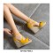 Peep Toe Knitted Straw Wedges Ankle Buckle Straps Sandal  - Yellow