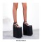 Round Toe Extreme Heels Platforms Ankle Straps Mary Janes Fetish Pumps - Black