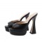 Peep Toe Platforms Designed Chunky Heels Summer Sandals - Black