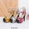 Peep Toe Platforms Snake Print Stiletto Heels Ankle Buckle Cross Straps Back Zipper Pumps Sandals - White