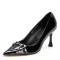 Pointed Toe Thin Block Heels Metal Buckle Decorated Vintage Pumps - Black