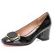 Square Toe Chunky Heels Vintage Pumps - Black