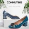 Square Toe Chunky Heels Vintage Pumps - Black
