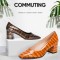 Square Toe Chunky Heels Crocodile Pattern Pumps - White