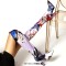Pointed Toe Over The Knees Thigh Highs Chunky Heels Flower Print Boots - Purple Fabric