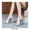 Peep Toe Snake Print Platform Sandals  - Beige