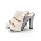 Peep Toe Snake Print Platform Sandals  - Beige