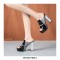 Peep Toe Snake Print Platform Sandals  - Black