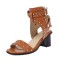 Peep Toe Chunky Heels Ankle Rivet Buckle Straps Summer Sandals - Auburn