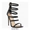Italian Heels  Ankle Wrap Cross Straps Peep Toe Matte Sandals - Black