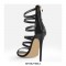 Italian Heels  Ankle Wrap Cross Straps Peep Toe Matte Sandals - Black
