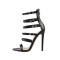 Italian Heels  Ankle Wrap Cross Straps Peep Toe Matte Sandals - Black