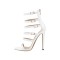 Italian Heels  Ankle Wrap Cross Straps Peep Toe Matte Sandals - White