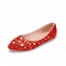 Pointed Toe Rhinestones Xmas Ballets Flats - Red