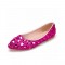 Pointed Toe Rhinestones Ballets Flats - Rose Red