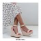 Peep Toe  Wedges Ankle Buckle Pearl Bead Straps Sandal  - Pink