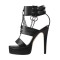 Peep Toe Stiletto Heels Ankle Buckle Straps Punk Chains Platforms Sandals - Black