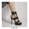 Peep Toe Stiletto Heels Ankle Buckle Straps Punk Chains Platforms Sandals - Black