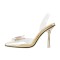 Pointed Open Toe Stiletto Heels Transparent Butterfly Rhinestones Slingback Sandals - Gold Pvc