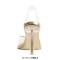 Pointed Open Toe Stiletto Heels Transparent Butterfly Rhinestones Slingback Sandals - Gold Pvc