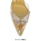 Pointed Open Toe Stiletto Heels Transparent Butterfly Rhinestones Slingback Sandals - Gold Pvc