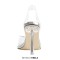 Pointed Open Toe Stiletto Heels Transparent Butterfly Rhinestones Slingback Sandals - Silver Pvc