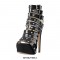 Stiletto Heels Peep Toe Buckle Straps Platform Rhinestones Ankle Pumps - Black