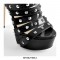 Stiletto Heels Peep Toe Buckle Straps Platform Rhinestones Ankle Pumps - Black