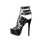 Stiletto Heels Peep Toe Buckle Straps Platform Rhinestones Ankle Pumps - Black