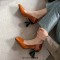 Strange Toe Block Strange Shaped Conic Heels Vintage Style Pumps - Brown Patent