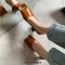 Strange Toe Block Strange Shaped Conic Heels Vintage Style Pumps - Brown Patent
