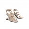 Peep Toe Retrofuturistic Metal Strange Heels Ankle T-Straps Sandals - Apricot