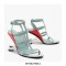 Peep Toe Retrofuturistic Metal Strange Heels Ankle T-Straps Sandals - Light Blue