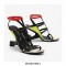 Peep Toe Retrofuturistic Metal Strange Heels Ankle T-Straps Sandals - Black White